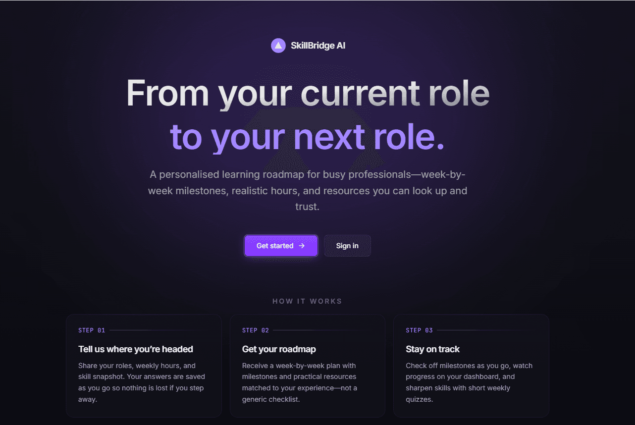 SkillBridge AI career roadmap preview
